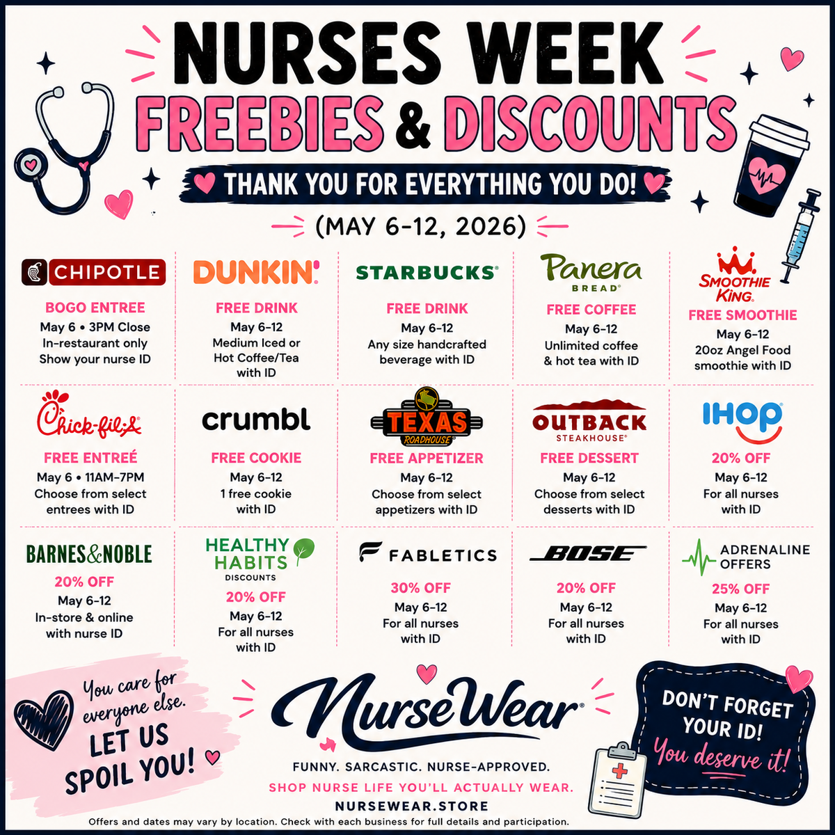 Nurses Week 2026 Freebies & Discounts — Free Food and Deals for Nurses ...
