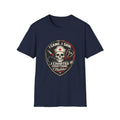 Navy NurseWear t-shirt featuring I Came I Saw I Charted Everything skull nurse graphic with stethoscope and syringe