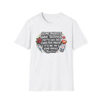 White NurseWear t-shirt featuring Some Nurses Have Tattoos Pretty Eyes and Cuss Too Much text design with colorful medical icons