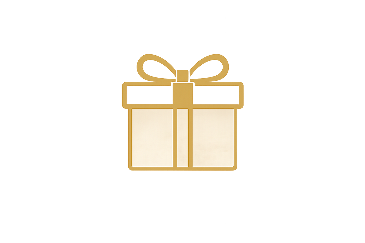 Gold gift box icon on a white background